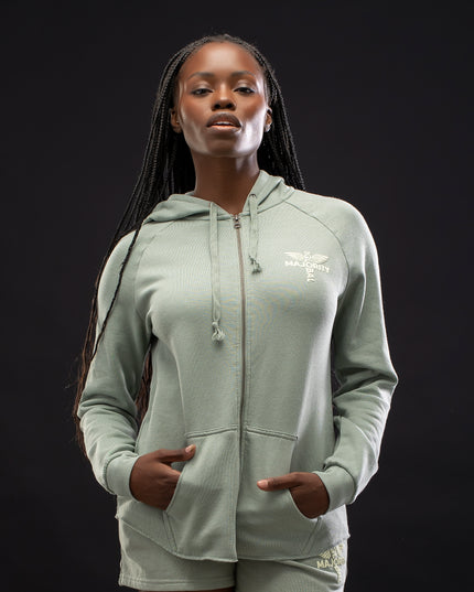 Women’s Logo Vintage Wash Sage Zip Hoodie