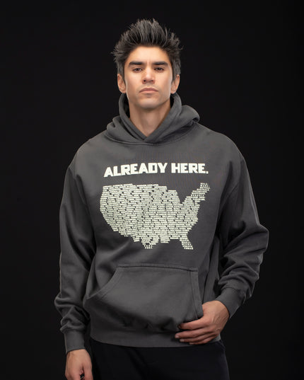 Already Here Vintage Black Heavy Hoodie