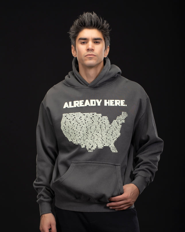 Already Here Vintage Black Heavy Hoodie