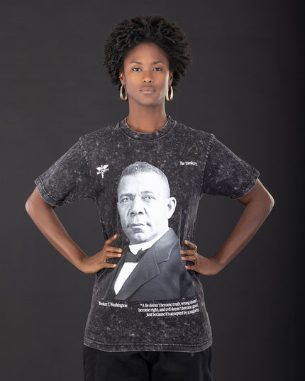 Booker T. Washington Premium Mineral Wash Black Short Sleeve Tee