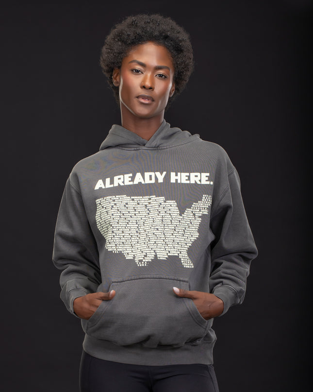 Already Here Vintage Black Heavy Hoodie