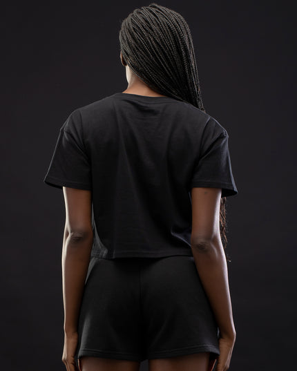 Women's Logo Cropped Premium Black Tee