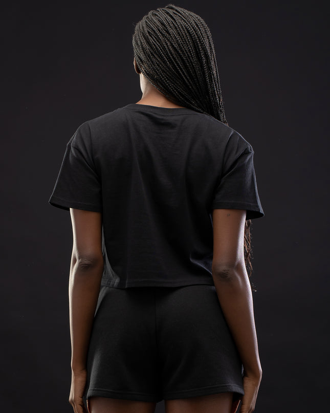 Women's Logo Cropped Premium Black Tee
