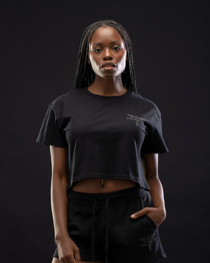 Women's Logo Cropped Premium Black Tee