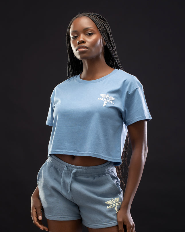Women's Logo Cropped Premium Baby Blue Tee