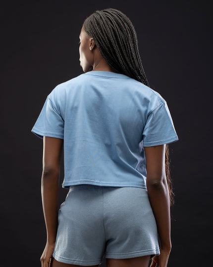 Women's Logo Cropped Premium Baby Blue Tee