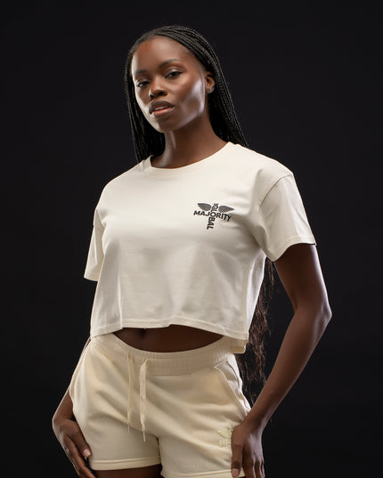 Women's Logo Cropped Premium Bone Tee