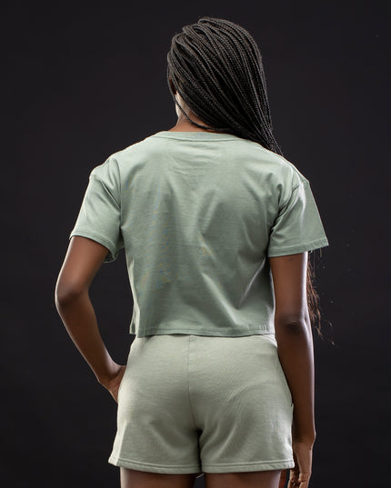Women's Logo Cropped Premium Sage Tee