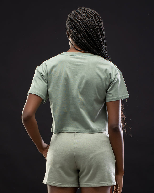 Women's Logo Cropped Premium Sage Tee