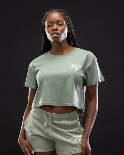 Women's Logo Cropped Premium Sage Tee
