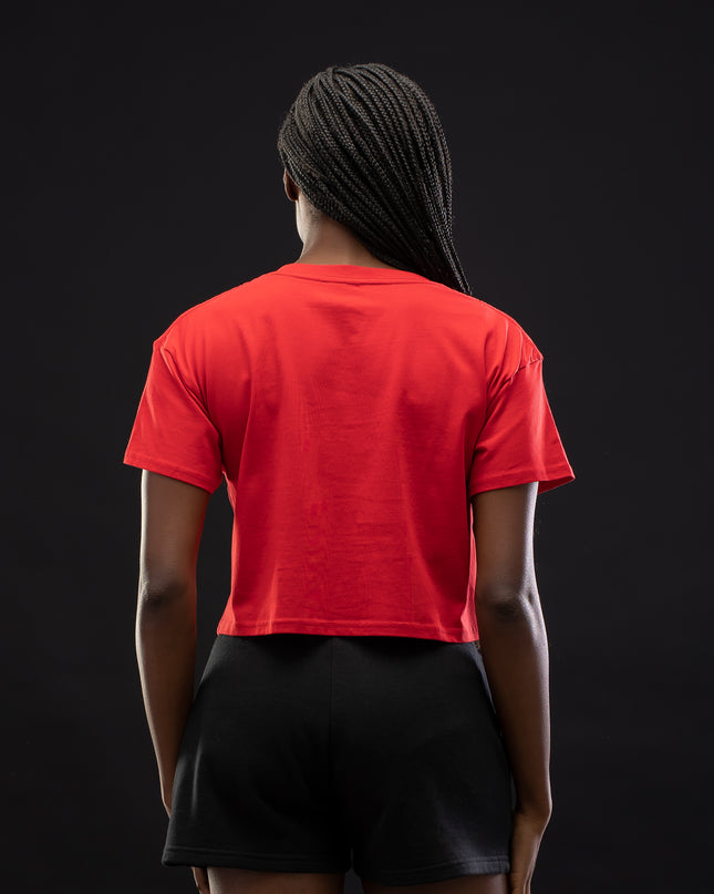 Women's Logo Cropped Premium Red Tee