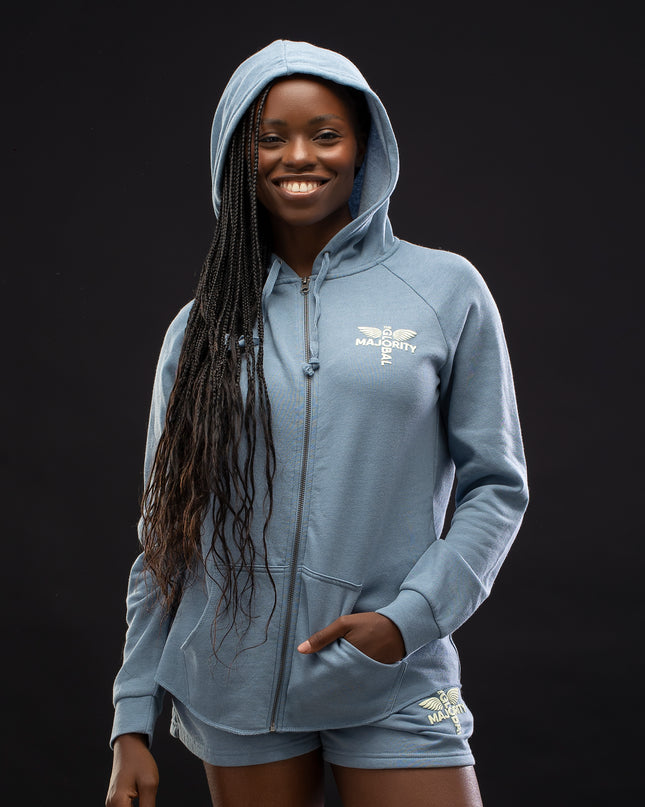 Women’s Logo Vintage Wash Blue Zip Hoodie