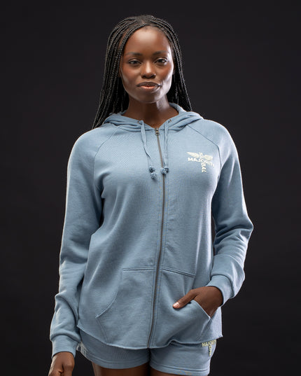 Women’s Logo Vintage Wash Blue Zip Hoodie