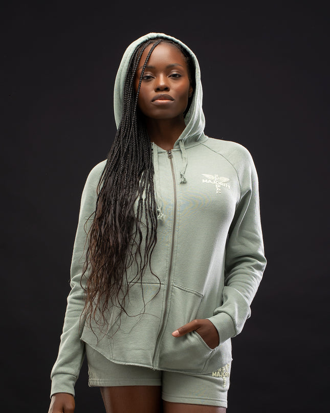 Women’s Logo Vintage Wash Sage Zip Hoodie