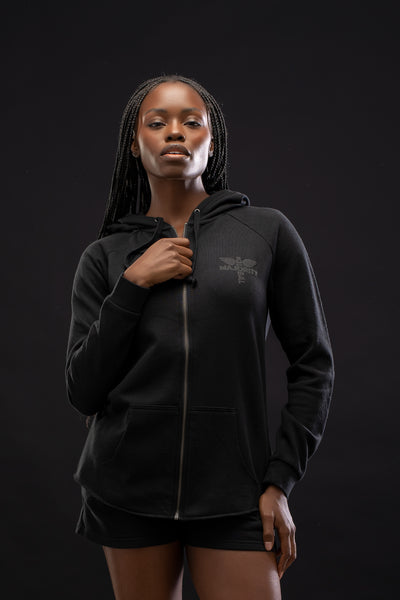 Summer Collection Women's Logo Wash Black Zip Hoodie – The Global