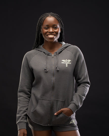Women’s Logo Vintage Wash Grey Zip Hoodie