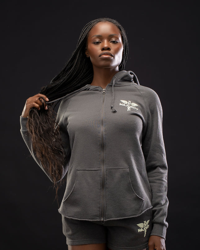 Women’s Logo Vintage Wash Grey Zip Hoodie