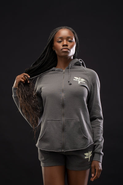 Summer Collection Women's Logo Wash Grey Zip Hoodie – The Global