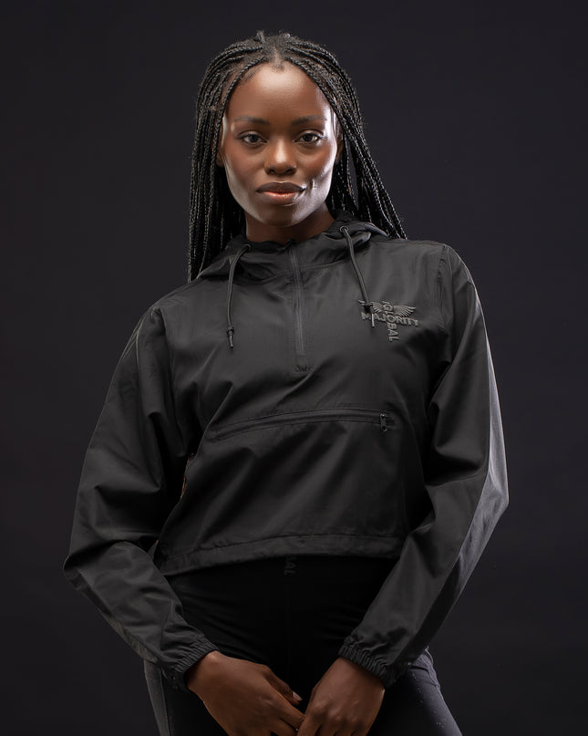 Women’s Black Logo Cropped Windbreaker Jacket