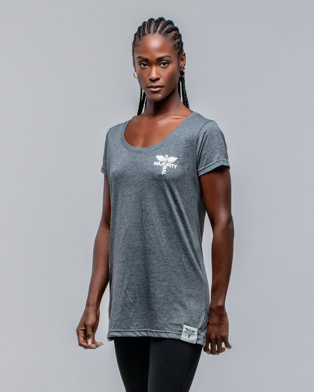 TGM Women's Cotton Blend Charcoal Scoop Neck Tee