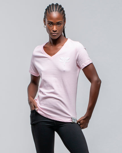 TGM Women's Cotton Blend Pink V Neck Tee