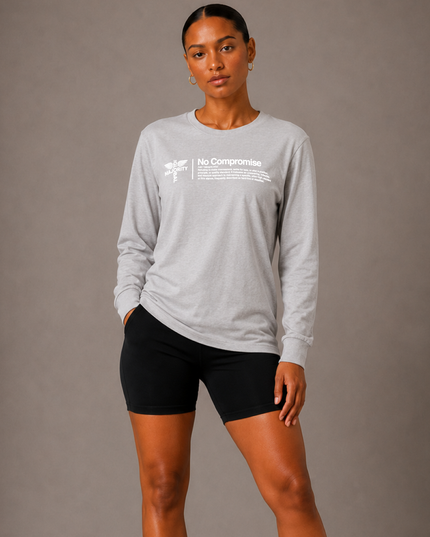 No Compromise Unisex 100% Cotton Long Sleeve Tee - Grey