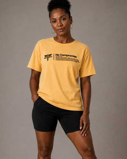 No Compromise Unisex Washed 100% Cotton Tee - Mustard