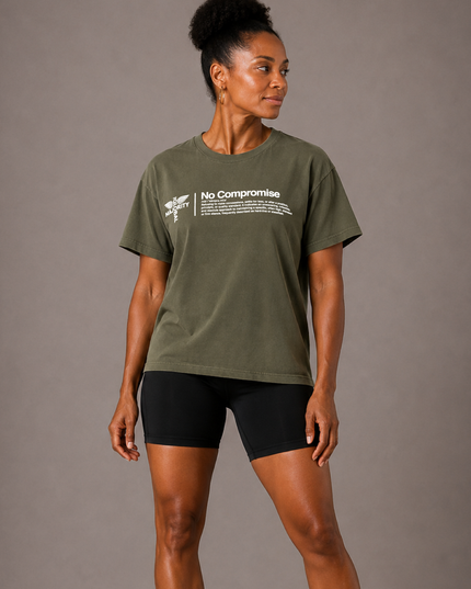 No Compromise Unisex Washed 100% Cotton Tee - Olive