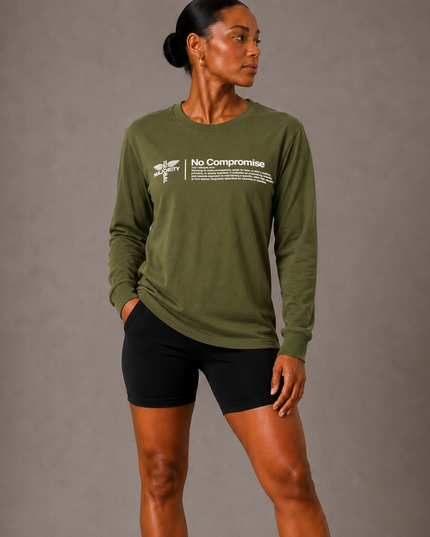 No Compromise Unisex 100% Cotton Long Sleeve Tee - Olive