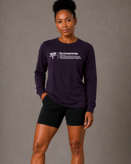 No Compromise Unisex 100% Cotton Long Sleeve Tee - Plum