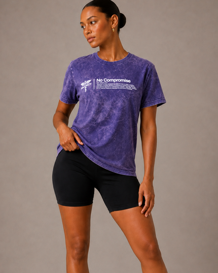 No Compromise Unisex Washed 100% Cotton Tee - Purple