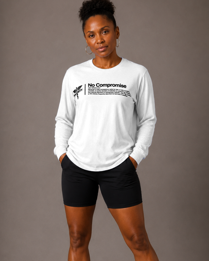 No Compromise Unisex 100% Cotton Long Sleeve Tee - White
