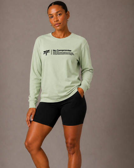 No Compromise Unisex 100% Cotton Long Sleeve Tee - Pistachio