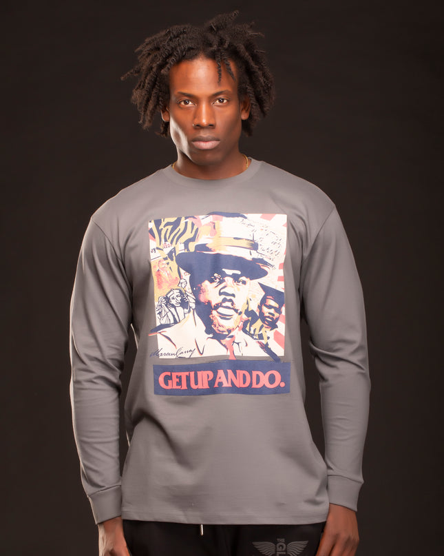 PREMIUM MARCUS GARVEY LS T-SHIRT CHARCOAL