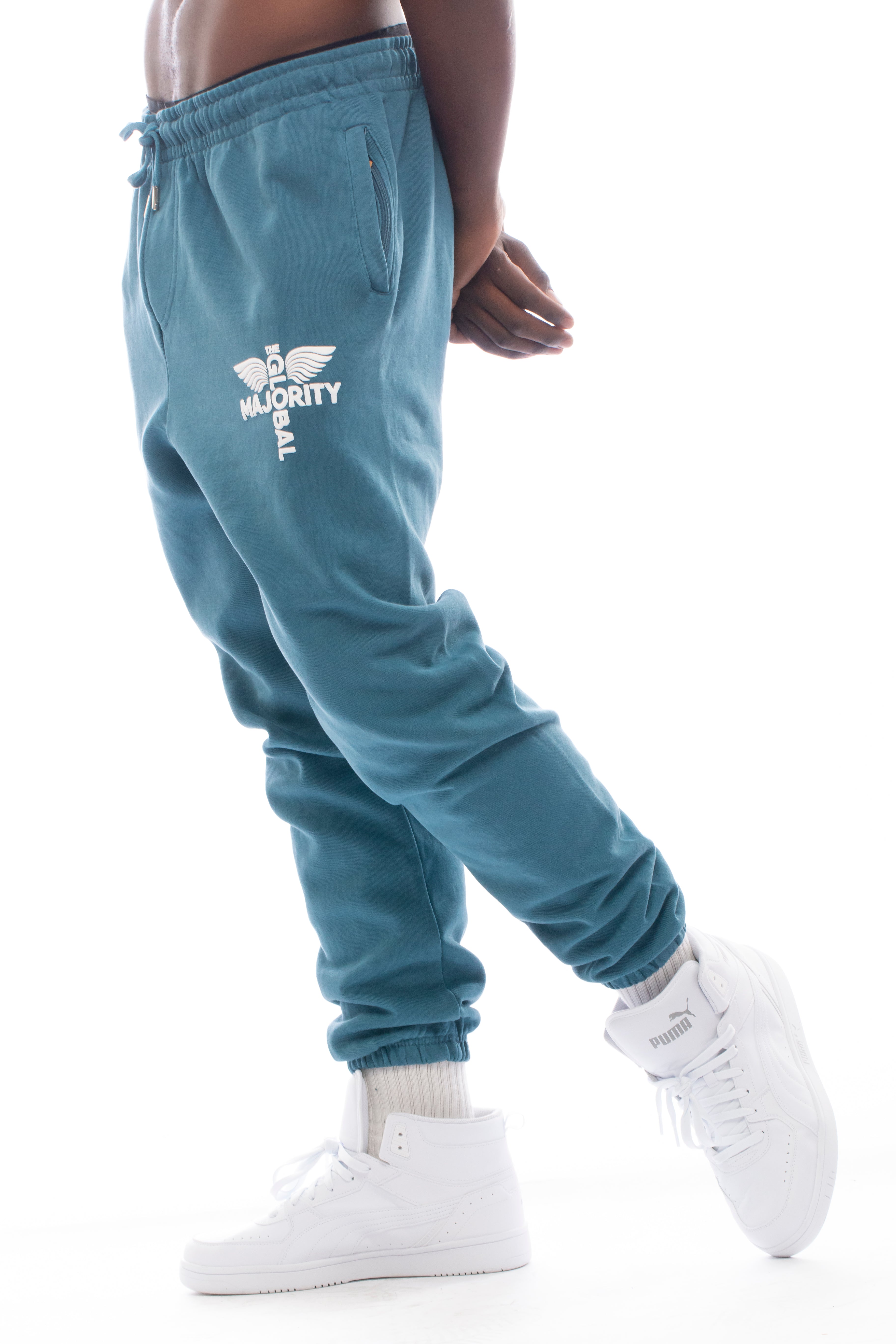 Logo Summer Blue Heavyweight Joggers – The Global Majority