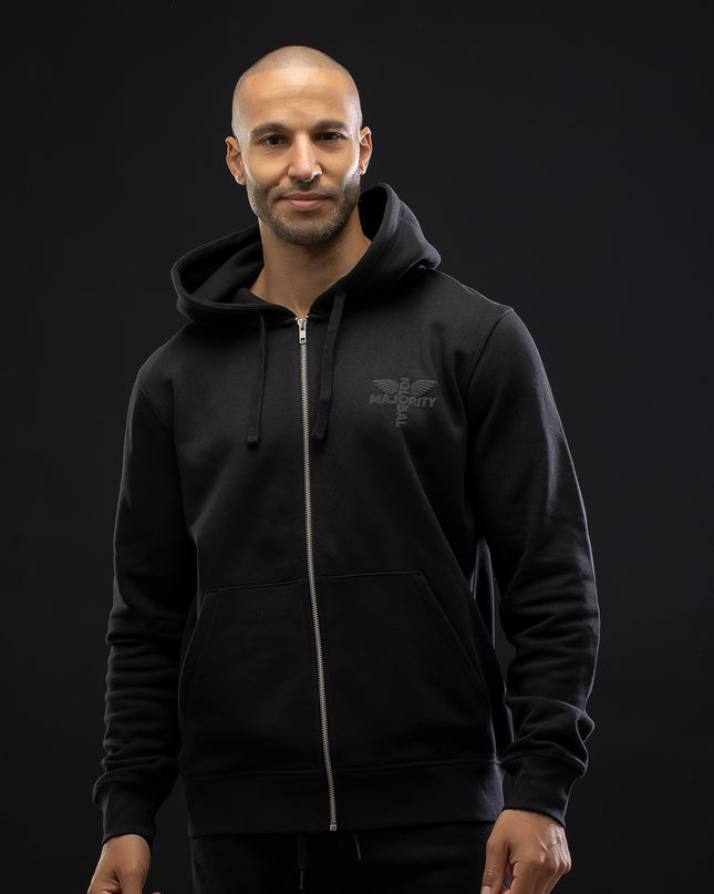 Heavyweight Relaxed Zip Black Hoodie