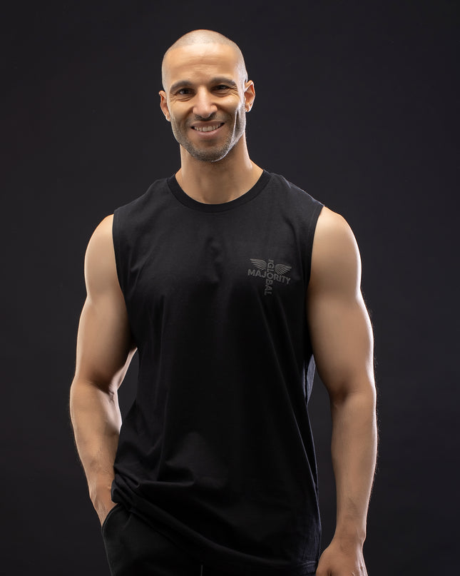 Men's Muscle Black Tank