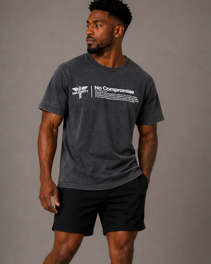 No Compromise Unisex Washed 100% Cotton Tee - Vintage Black