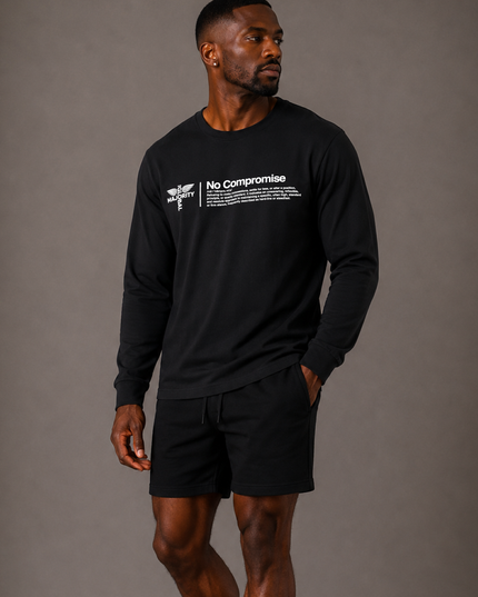 No Compromise Unisex 100% Cotton Long Sleeve Tee - Black