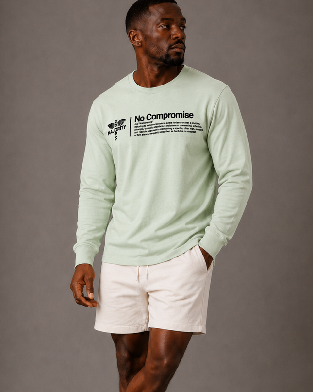 No Compromise Unisex 100% Cotton Long Sleeve Tee - Pistachio