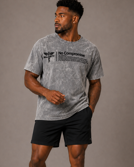 No Compromise Unisex Washed 100% Cotton Tee - Cement