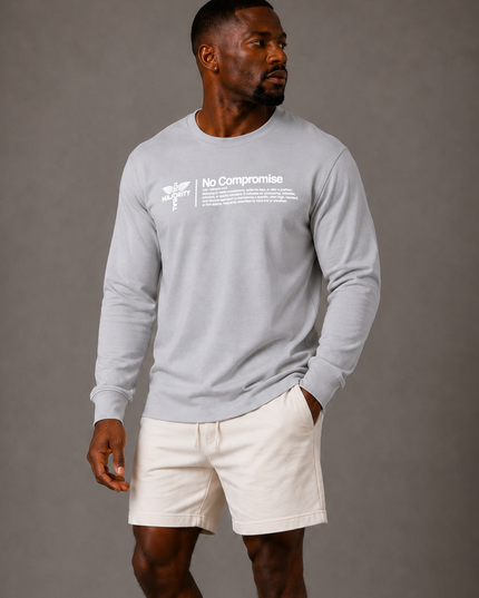 No Compromise Unisex 100% Cotton Long Sleeve Tee - Grey