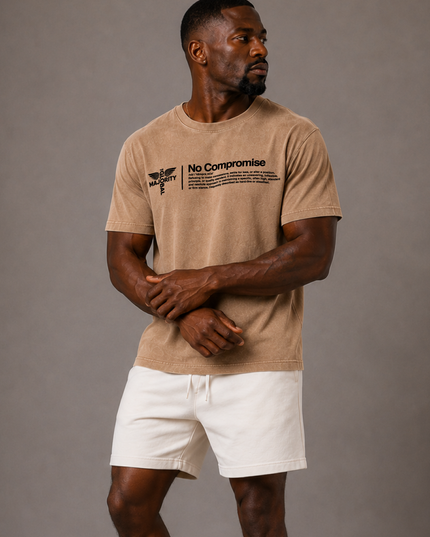 No Compromise Unisex Washed 100% Cotton Tee - Brown