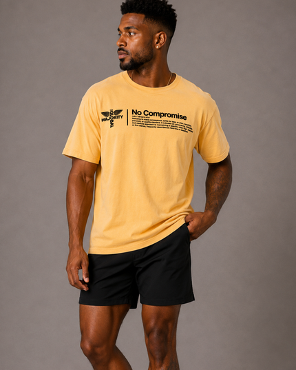 No Compromise Unisex Washed 100% Cotton Tee - Mustard