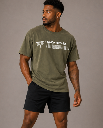 No Compromise Unisex Washed 100% Cotton Tee - Olive