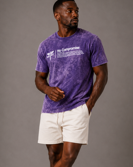 No Compromise Unisex Washed 100% Cotton Tee - Purple