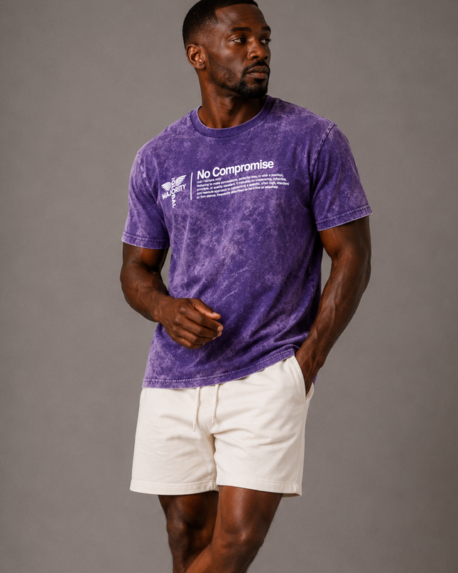No Compromise Unisex Washed 100% Cotton Tee - Purple
