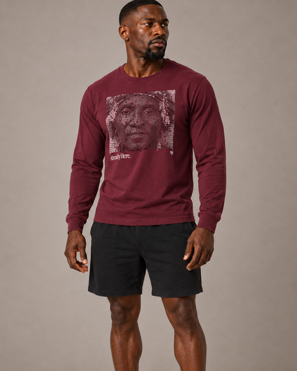 Already Here 2026 Burgundy Premium Long Sleeve Tee