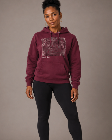 Already Here 2026 Burgundy Cotton Hoodie