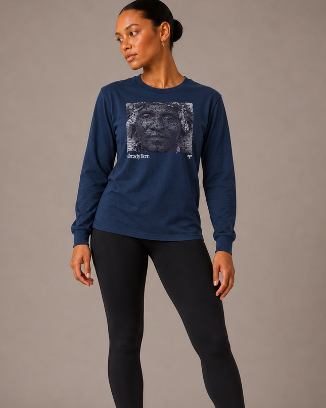Already Here 2026 Navy Premium Long Sleeve Tee